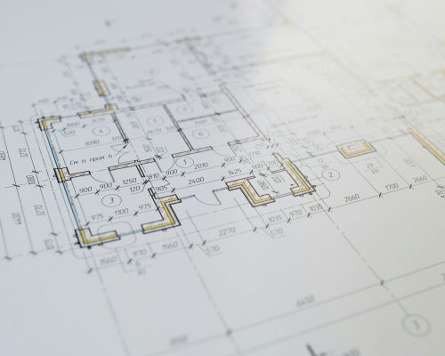 High-resolution close-up of an architectural floor plan showcasing design details.